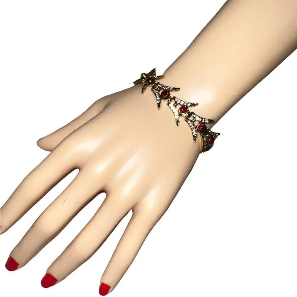 New! Faux diamonds and ruby gold bracelet!